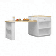 thumbnail image 2 of Homy Casa Rolling Kitchen Island with Pull-Out Table and Two-Tone Storage, 2 of 10