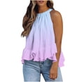 thumbnail image 1 of Weiqiqre Womens Tops Adjustable Tie Neckline Ruffle Hem Sleeveless Flowy Halter Tops, 1 of 6