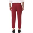 thumbnail image 3 of INSPIRE CHIC Men's Formal Cropped Pants Solid Color Flat Front Dress Trousers Burgundy 32, 3 of 4