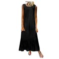 thumbnail image 1 of Women Summer Solid Color Round Neck Sleeveless Cotton Casual Maxi Dress, 1 of 2