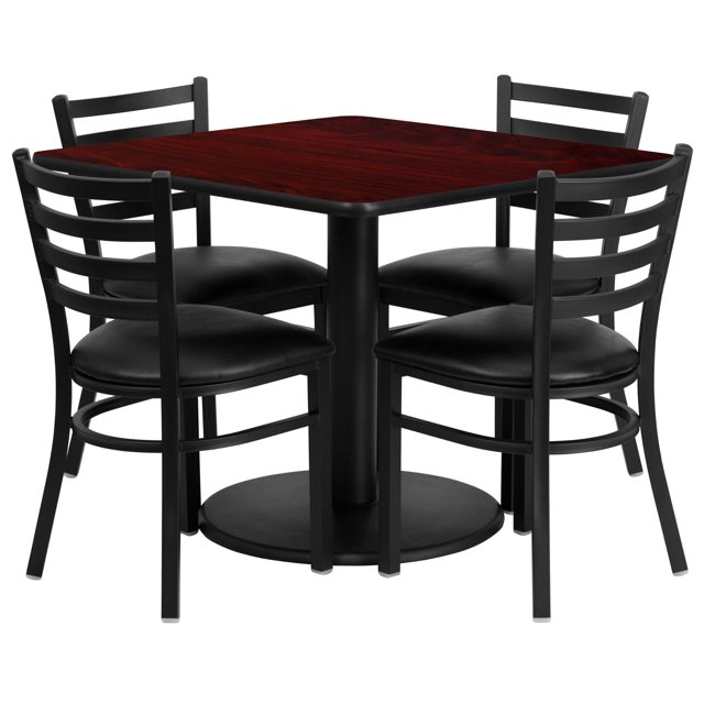 Bowery Hill Ensemble de Table Carrée 5 Pcs en Noir et Acajou