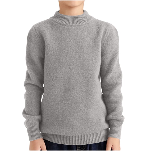 Posijego 4-18 Years Girls Boys Sweaters Crew Neck Solid Color Long Sleeve Knit Pullover Tops Fall Winter Clothes