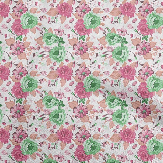 oneOone Georgette Viscose Green Fabric Asian Floral Craft Projects Decor Fabric Printed By The Yard 42 Inch Wide