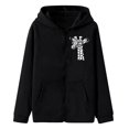 thumbnail image 3 of Chandails à Capuche Zippés pour Femmes Rabais de 50 % en Liquidation Mode Fermeture Éclair Col en V Hauts à Enfiler Manches Longues Blouse à Capuche Imprimée Chandail, 3 of 4