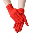 thumbnail image 1 of TIEVOSA Women Fashion Solid Color Short Stretch Ceremonial Dance Gloves（Red）, 1 of 3