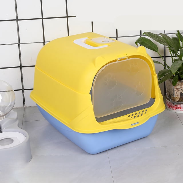 Cat Litter Box Hooded Litter Box Large Litter Boxes For Big Cats Enclosed Litter Box Fully Enclosed Large Cat Litter Box With Door Isolate Smelly Cat Toilet Cat Pet SuppliesLemon