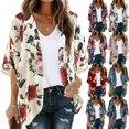 thumbnail image 5 of LNGOOR Kimono Cardigan à Manches Bouffantes Imprimé Floral pour Femmes, Blouse Décontractée Ample en Liquidation, 5 of 5