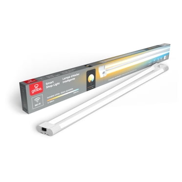 Globe Electric Wi-Fi Smart 42W 4-Foot Linkable LED Shop Light, No Hub Required, Voice Activated, On/Off Pull Chain, 2000K - 5000K, 4000 Lumens, 50 000 Hours
