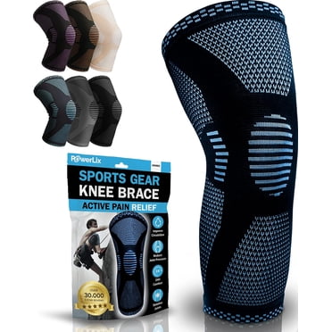 POWERLIX Manchon de Compression pour Genou - Meilleure Genouillère pour Douleur au Genou pour Hommes & Femmes Soutien pour Course, Basketball, Volleyball, Haltérophilie, Gym, Entraînement, Sports