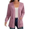 thumbnail image 3 of yoeyez Cardigan Sweaters for Women Lightweight Open Front Cardigans Plus Size Trendy Cardigan Fall Sweaters Coat with Pockets Pink,XL, 3 of 7
