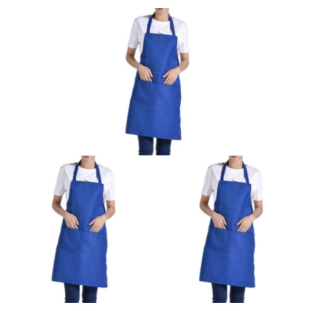 Redempat 12 Pièces Léger et Respectueux de l'Environnement Réglable en Coton Lin Cuisine Chef Bavoir Bleu 3Set