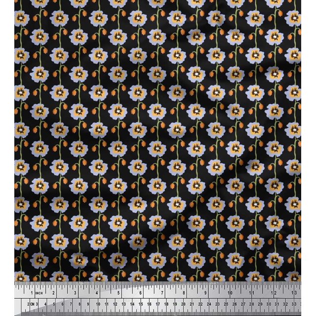 Soimoi polyester Crepe Fabric Artistic Floral Fabric Prints By Yard 52 Inch Wide