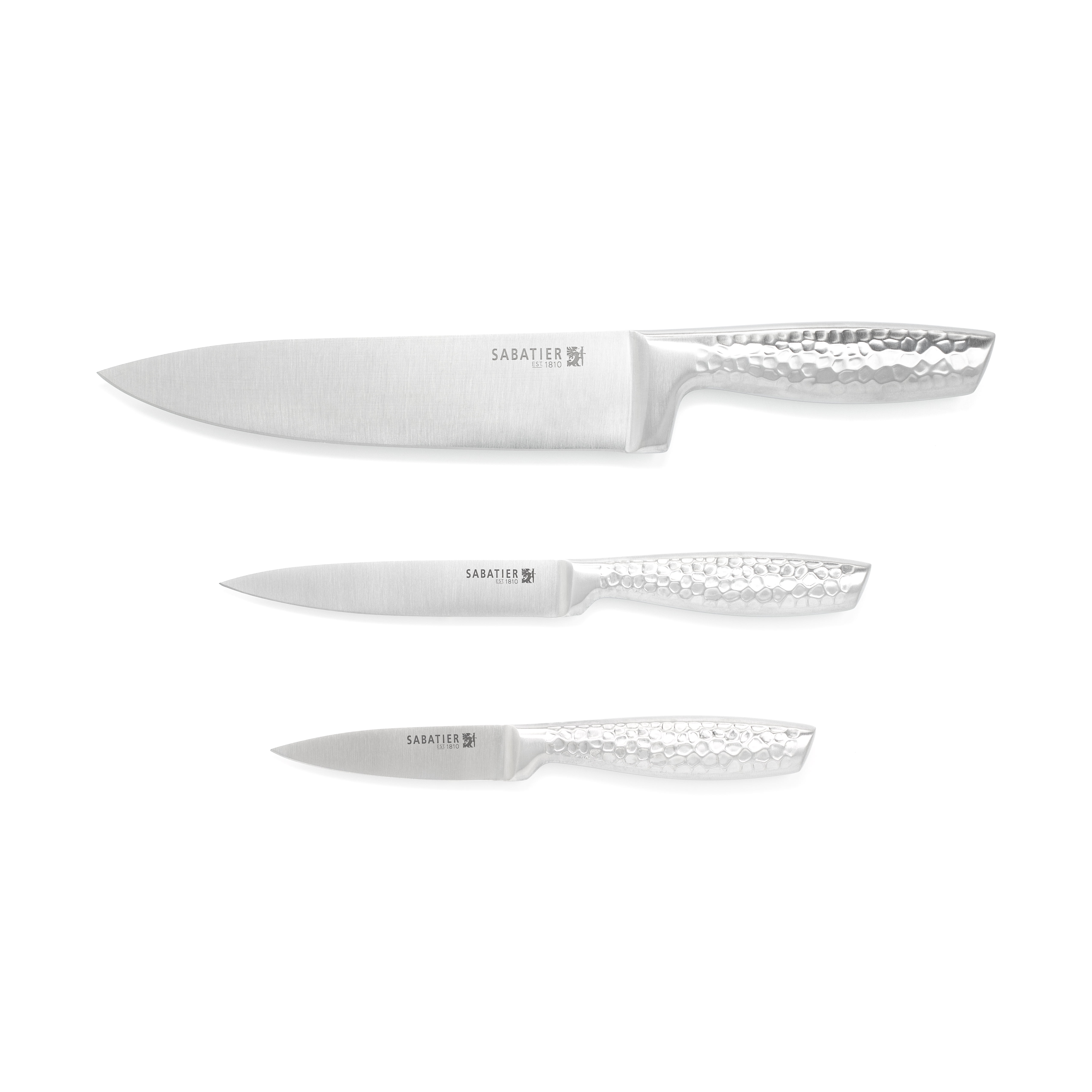 Sabatier 3 PC Textured Stainless Steel Hollow Handle Chef Set