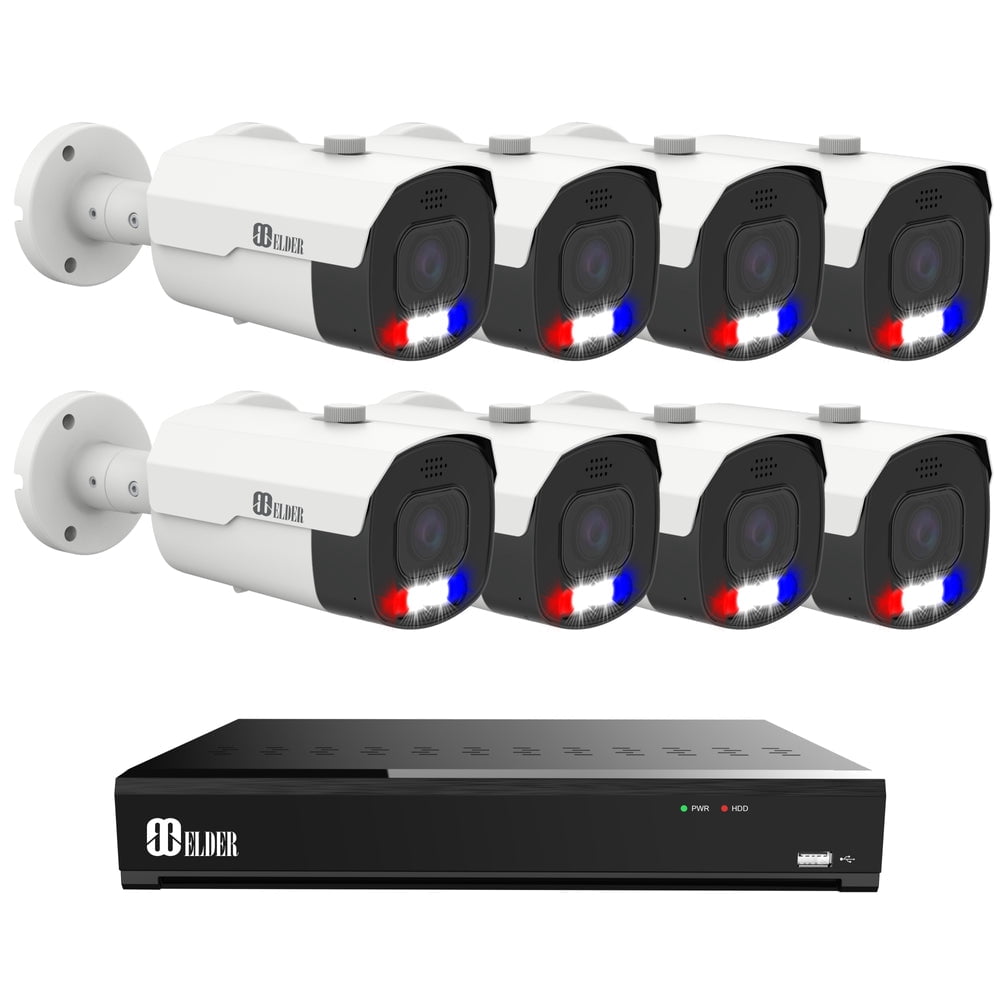 Elder AI Security Camera System 12MP NVR 8Ch PoE, 8-Camera Motorized 4K Dual-Light Outdoor 4TB, Long-Range Night Vision, Sony Sensor & NDAA, Full Color Surveillance NocVU Series