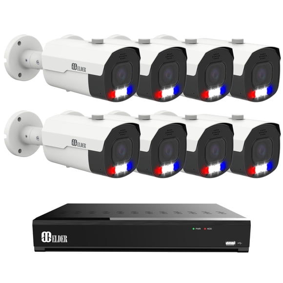 Elder AI Security Camera System 12MP NVR 8Ch PoE, 8-Camera Motorized 4K Dual-Light Outdoor 4TB, Long-Range Night Vision, Sony Sensor & NDAA, Full Color Surveillance NocVU Series