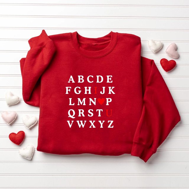 TIMIFIS Cadeaux de la Saint-Valentin pour Elle Cœur Chandail pour Femmes Mode Mignon Imprimé Amour Col Rond Chandails en Molleton Décontractés Manches Longues Tenues Printemps Automne - Printemps/été