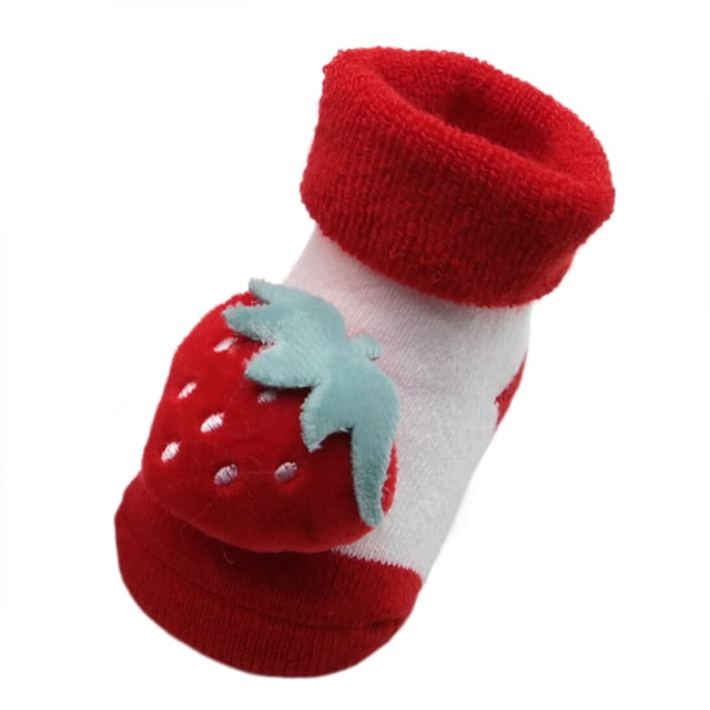 XDZJLR Baby Socks Boys And Girls Walking Cute Pattern Comfortable And Fashionable Sock Red -