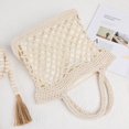 thumbnail image 2 of Miangastore Portable Beach Bag Cotton Thread Hand Crocheted Bag Handmade Shoulder Bag Large Capacity Messenger Bag 1 Set Beige, 2 of 9