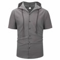 thumbnail image 2 of RXMEKW Cardigan à Capuche Léger en Polyester pour Hommes, Haut Décontracté à Manches Courtes à Boutons devant pour Hommes, Coupe Régulière, 2 of 9