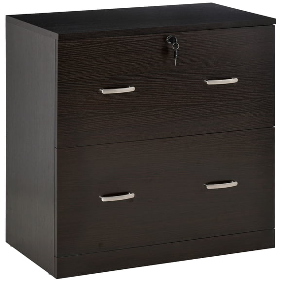 Vinsetto Filing Cabinet with Drawers, File Cabinet with Lock Espresso