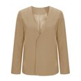 thumbnail image 4 of Women's Solid Color V-Neck Long Sleeve Casual Blouse Top Polyester Suit Jacket for Fall and Spring, 4 of 6