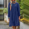 thumbnail image 2 of MeetoTime Robe Mi-Longue pour Femme à Col Rond, Manches Longues, Longueur Genou, Légère, Ample, en Coton et Lin, Tailles P-5TG, 2 of 8
