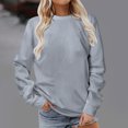 thumbnail image 2 of Yuyuzo Hauts d'Automne pour Femmes Chandails à Col Rond Manches Longues Chandail Uni à Enfiler T-Shirts Coupe Ample, 2 of 4