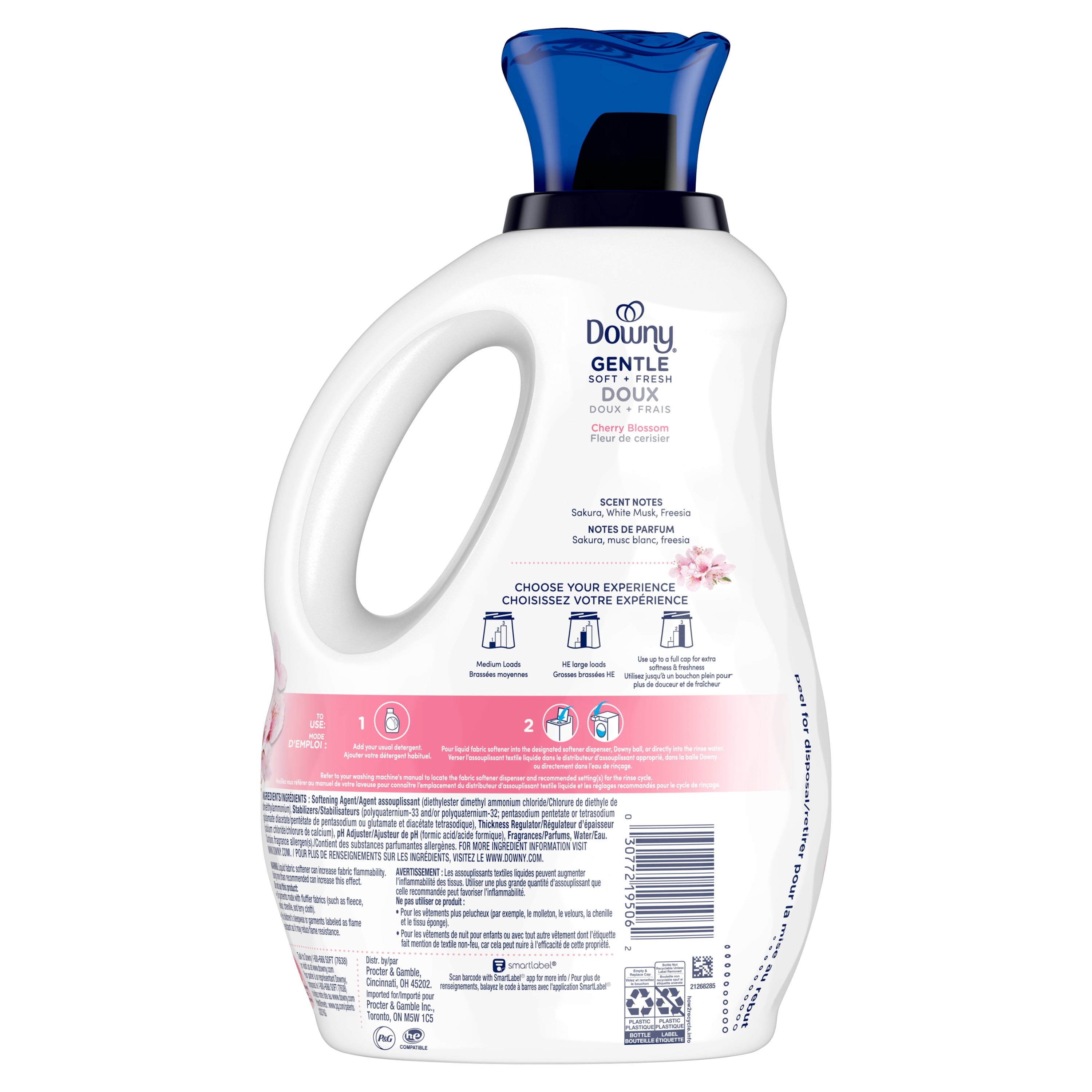 Downy Gentle Soft + Fresh Fabric Softener Liquid, Cherry Blossom Scent, 1.66 L, 83 loads, Liquid Fabric Softener Designed to be Gentle on Skin