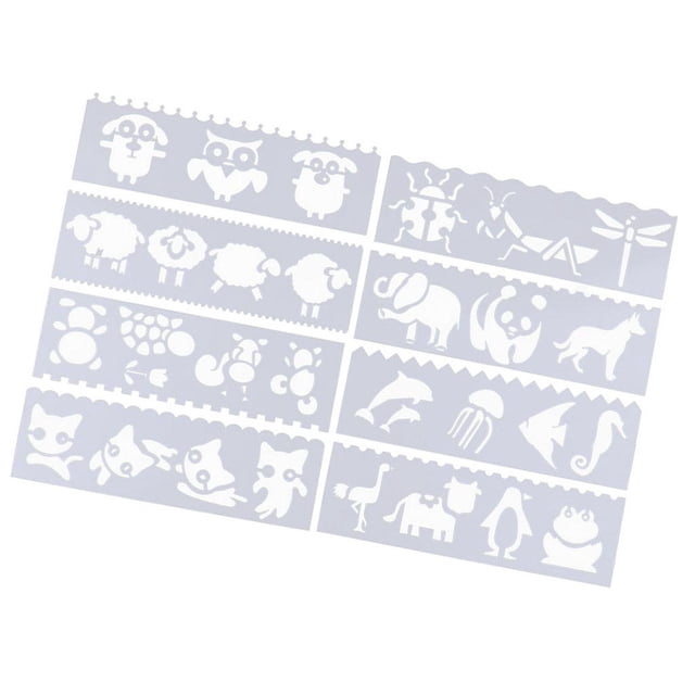 Rongfmy 8 Journal Drawing Template Stencils Set Scrapbooking DIY Card Animal