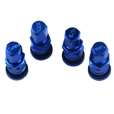 4x Aluminum Car Tubeless Wheel Tire Stem With Dust Blue