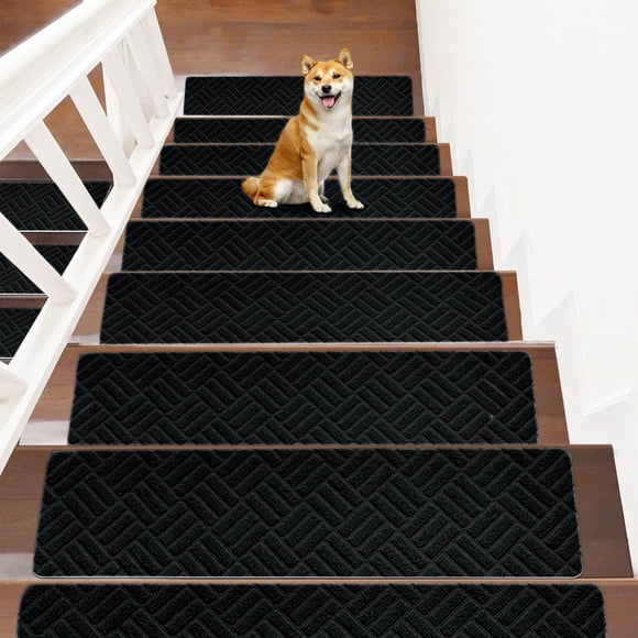 Lisbinx Non Slip Stair Treads Rug | Indoor Stair Mats 8x30in | Self Adhesive Slip Resistant Runner | Washable Carpet for Pet Elders | Polyester | 1 Pack | Cut to Fits | Easy Clean