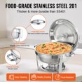 thumbnail image 3 of VEVOR Ensemble de Plats à Friction pour Buffet, 6 Qt Lot de 4, Réchaud en Acier Inoxydable avec Poêle Pleine Grandeur, Réchaud Rond de Restauration avec Couvercle Support de Poêle à Eau Support de Carburant Couvercle Support Cuillère, pour au Moins 6 Personnes Chacun, 3 of 9