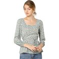 thumbnail image 1 of INSPIRE CHIC Blouse à Manches Longues à Encolure Carrée Florale pour Femmes avec Ceinture, 1 of 6
