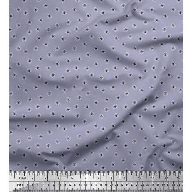 Soimoi polyester Crepe Fabric Cosmos Floral Fabric Prints By Yard 42 Inch Wide