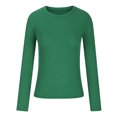 thumbnail image 4 of IROINID Reduced Womens Long Sleeve Tops Fall Stretch Slim Fitted Ribbed T-Shirt Blouse Solid Basic Tops,Green, 4 of 5
