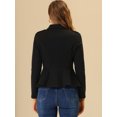 thumbnail image 3 of INSPIRE CHIC Women's Elegant Lapel Button Blazer Long Sleeve Ruffle Hem Work Wool Short Coat Black XL, 3 of 6