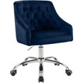 thumbnail image 2 of Meridian Furniture Arden Chaise de Bureau Pivotante Réglable en Velours Bleu Marine et Chrome, 2 of 6