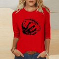 thumbnail image 2 of QATAINLAV T-Shirts Graphiques de Rugby pour Femmes Jour de Match 2025 Été Manches 3/4 Hauts Coupe Ample Décontractés Col Rond Blouses Tenues de Vacances Ventes Prime Day Aujourd'hui Rouge TTG, 2 of 5