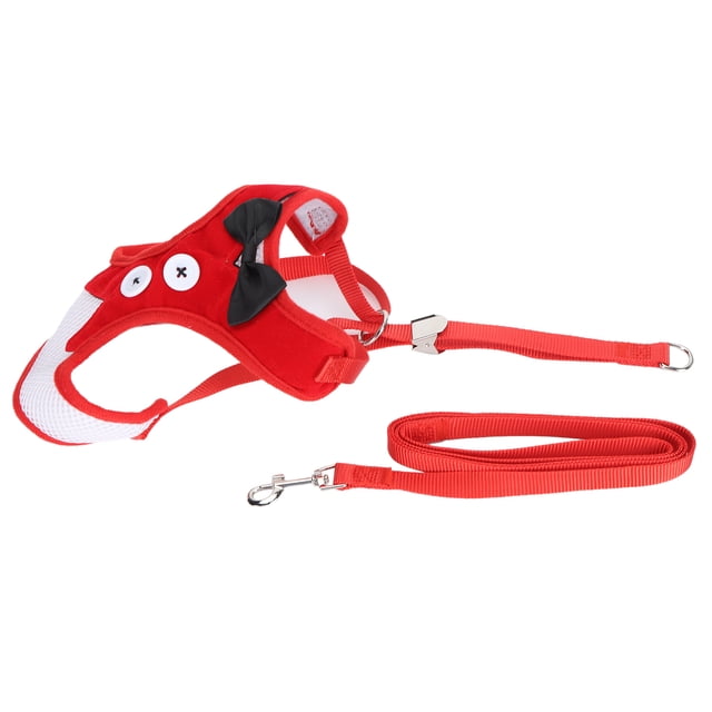 Herwey Laisse pour Chat et Collier pour Chat Harness Pet Harnais Type Veste pour Chat avec Laisse Ajustable. le Harnais Style Veste Rouge Présente une Conception en Maille Respirante, un accent Nœud Noir et des Détails de Boutons Blancs. Comprend une Laisse Rouge Assortie avec une Pince en Métal. Conçu pour les Chats de 2,5 à 10 kg, Il Est à l'Épreuve des Fugues et Confortable pour les Promenades Quotidiennes.