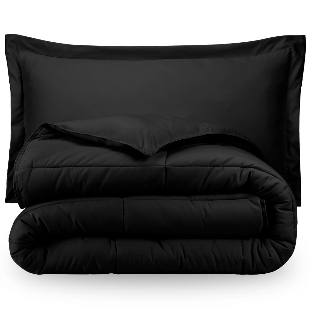 Black Twin Extra Long Down Alternative Comforter Set by Ivy Union
