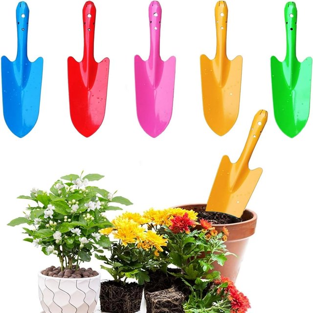CHOK Mini Pelle de Jardin Colorée Outils de Pelle à Sable en Métal pour Enfants Pelle Résistante à la Rouille pour Planter Transplanter Désherber Creuser Plage