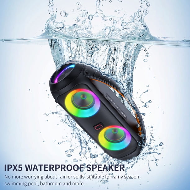 JYX Waterproof Bluetooth Speaker, Ourdoor Speaker with DJ Lights