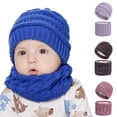 thumbnail image 2 of 2Pcs/Set Baby Infant Winter Knitted Beanie Cap Hat Plush Liner Warm Neck Scarf, 2 of 10