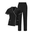 thumbnail image 1 of RXMEKW V-Neck Tunic And Pants Set For Women, 95% Polyester 5% Spandex, Short Sleeve Scrub Set, 1 of 9
