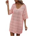 thumbnail image 1 of Birdeem Womens Summer Solid Color Hollow Out Vacation Beach Dress Sun Protection Blouse, 1 of 1