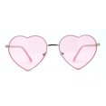 thumbnail image 1 of Womens Classic Metal Rim Heart Shape Valentines Sunglasses Silver Pink, 1 of 4