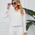 thumbnail image 2 of cfhntfmh Button down Shirts for Women Ruffle Long Sleeve Work Tops Textured Oversized Loose Collared Dressy Casual Blouse S-Xxl, 2 of 7