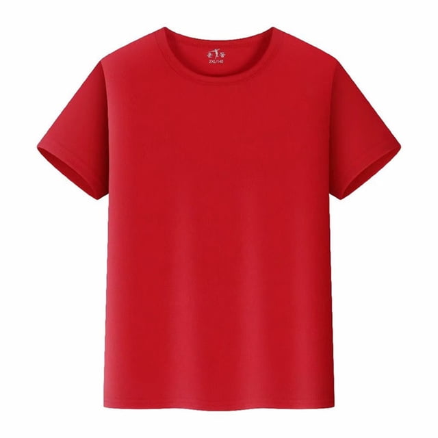 AJIWYH Polos pour Garçons, T-Shirts pour Enfants à Manches Courtes, Haut Uni, T-Shirts Garçon et Fille Unisexe pour Tout-Petits et Enfants, T-Shirt à Col Rond (Rouge, 11-12 Ans)