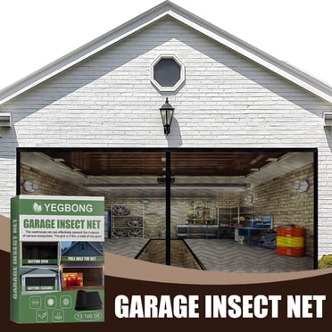 Garage Door Screen Kit 13.2x6.56ft, Self-Sealing Fiberglass Mesh Retractable Curtain with Gravity Ribs, Double Car Door Cover