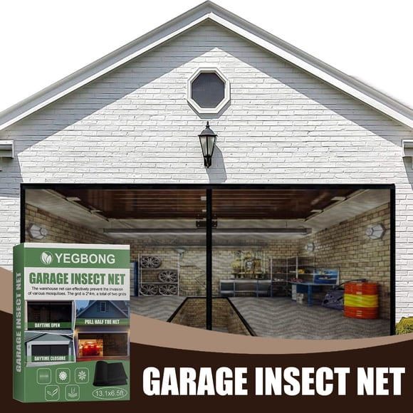 Aqestyerly Double Door Garage Screen Door Mesh Curtain Fiberglass Magnetic Closure Garage Door Screen Upgrade for Insect Protection HWRETIE